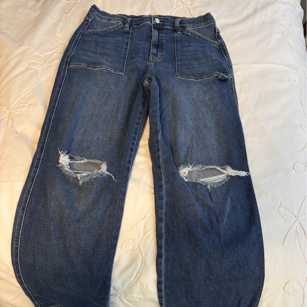 Cello Women's Dark Blue Ripped Boyfriend Jeans